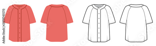 Schilderij op canvas Baseball shirt with raglan sleeves, button front closure and relaxed silhouette curved hem and clean construction