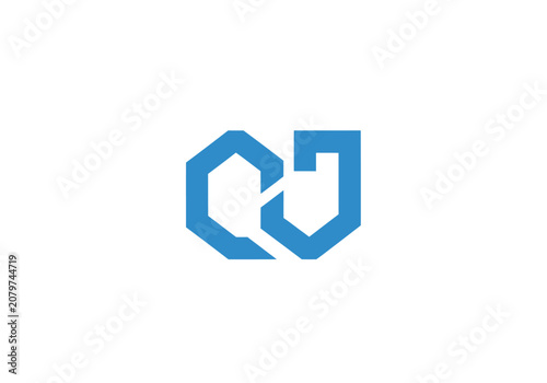 Minimalist blue geometric CJ letter logo on white background