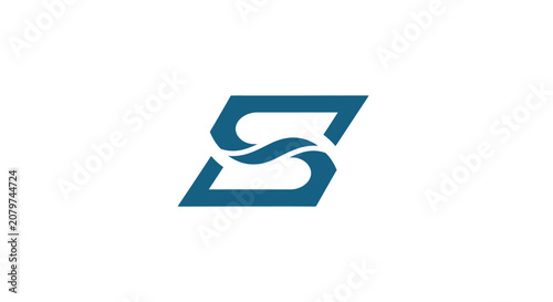 Minimalist blue geometric letter S logo on white background