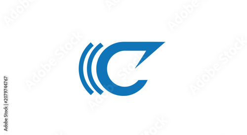 Minimalist blue letter C logo with signal bars on white