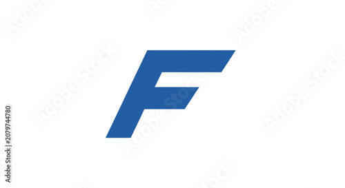 Minimalist blue letter F logo on white background