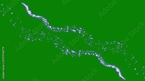 4K Diagonal Magic Wavy Star Trail Loop on Green Screen, Glowing Glittering Particle Wave Motion Graphics Overlay for Festive and Cinematic Video Projects