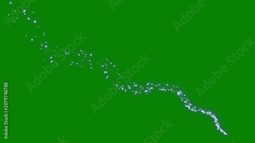 4K Magic Wavy Star Trail Loop on Green Screen, Glowing Glittering Particle Wave Motion Graphics Overlay for Fantasy and Cinematic Video Transitions