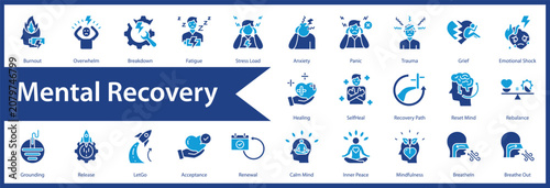 Fotografie Mental Recovery web icon set and collection