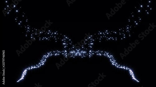 4K Radiant Symmetrical Wavy Star Trail Animation on Black Background, Premium Glowing Particle Wave Overlay for Cinematic Video Intros and Event Transitions