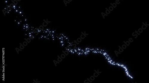 4K Radiant Wavy Star Trail Animation on Black Background, Premium Glowing Particle Wave Overlay for Cinematic Video Intros and Festive Motion Graphics