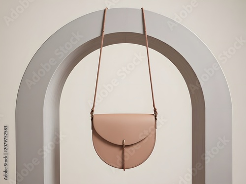 Pink leather purse hanging on archway