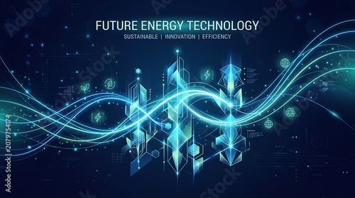Future energy technology digital network visualization.