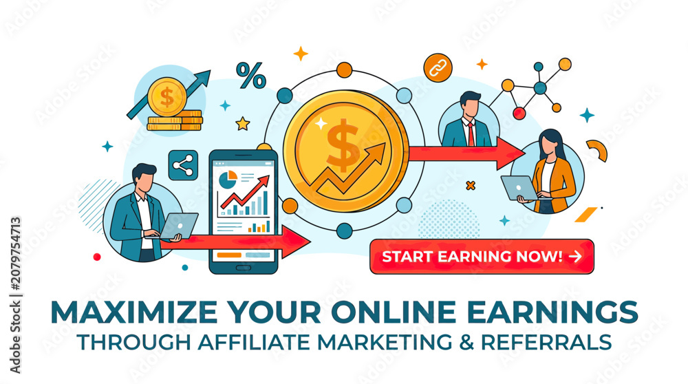 Fototapeta premium Affiliate Marketing Online Earnings - Maximize Income Through Referrals