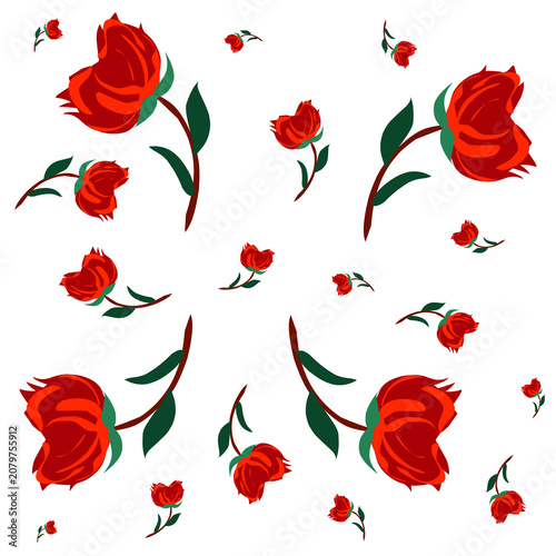 Red Rose Flower Collection Decorative Floral Illustration