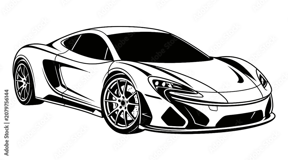 Naklejka premium Modern supercar vector with aerodynamic profile and sleek design
