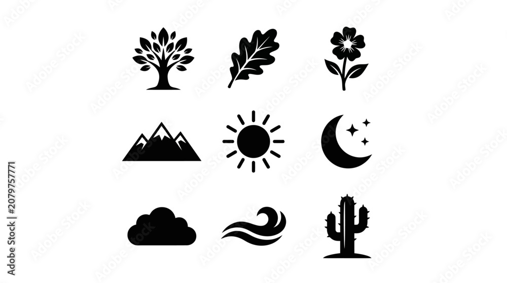 Obraz premium Various Natural Elements and Icons.