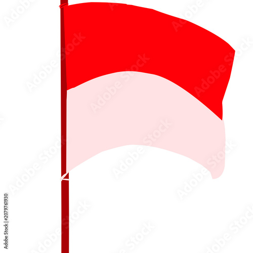 Indonesian National Flag Waving Flat Vector Illustration