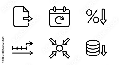 Business Icons: Data, Finance, Analytics, Planning, Strategy, Vector Set