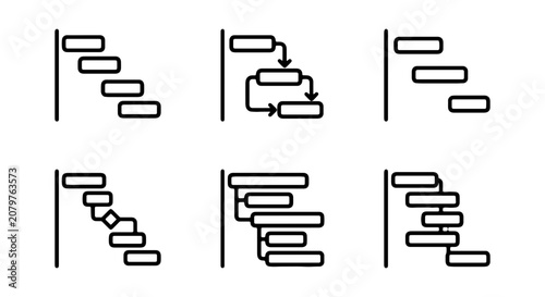 Gantt Chart Icons, Project Timeline Diagrams, Business Planning Tools, Workflow Visualization