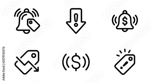 Sale Icons, Discount Symbols, Price Alert Notifications, Shopping Tags Vector Set