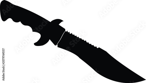 Fotografía Tactical combat knife silhouette featuring a sharp serrated blade and ergonomic