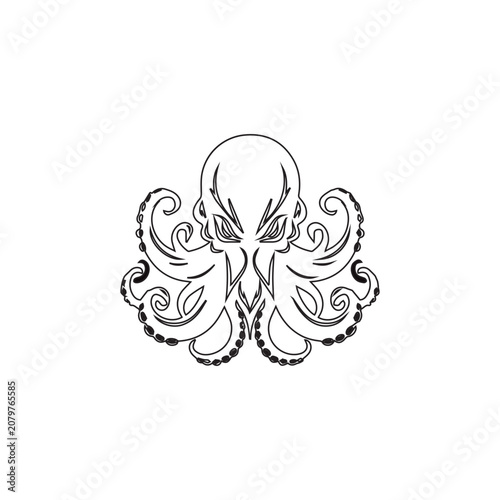 Angry Octopus Line Art