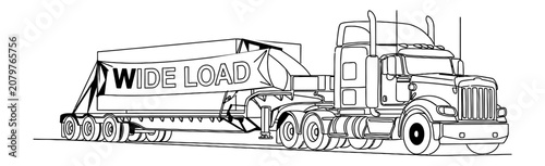 Industrial Heavy Haulage Semi Truck with Oversize Load Banner for Specialized Logistics and Infrastructure Transport