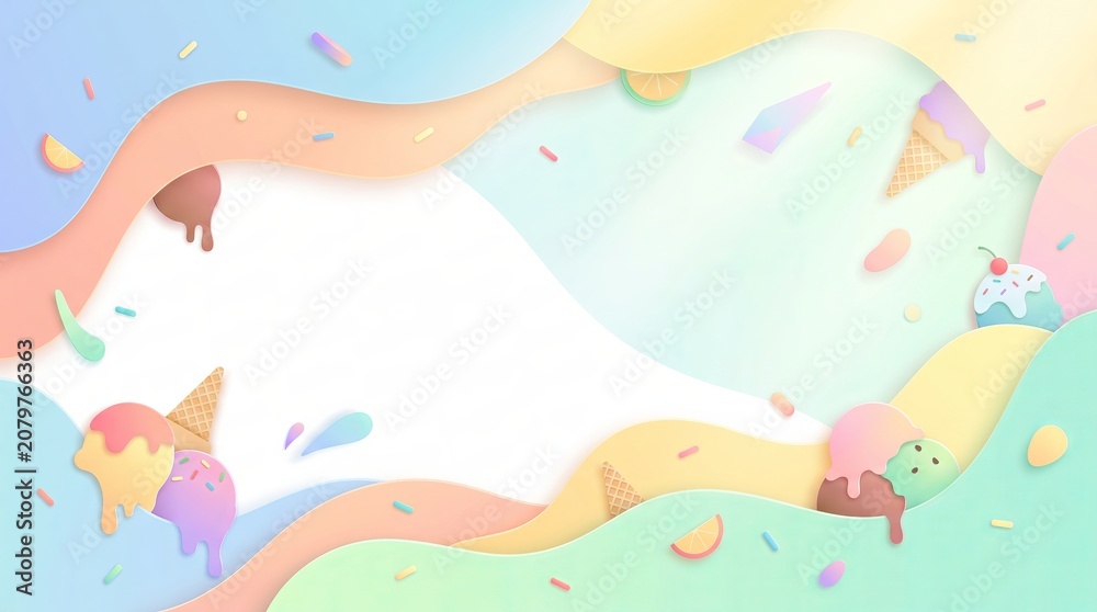 Obraz premium Soft Pastel Abstract Background with Organic Shapes and Copy Space