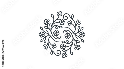 Floral Pattern Design Element Emblem.