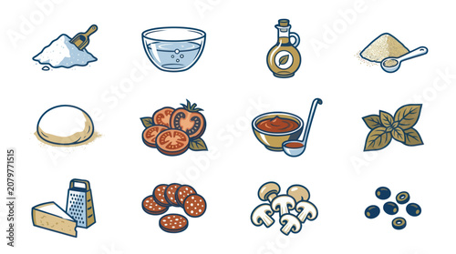 Food items on white background.