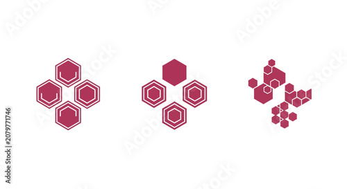 Cluster of pink hexagonal shapes forming abstract patterns.