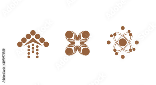 Abstract geometric and molecular icon set design.