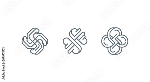 Three Intricate Celtic Knot Designs in Black and White.