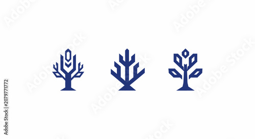 Three stylized blue coral icons in a row.