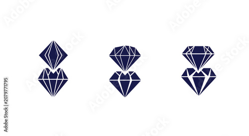 Three Blue Diamond Shapes in a Row.