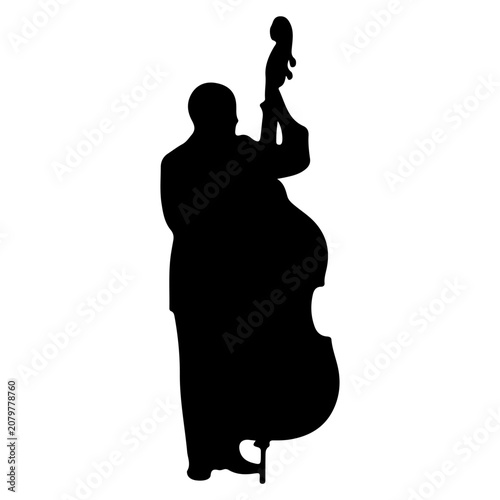 Canvastavla Silhouette of a Musician Playing the Double Bass.