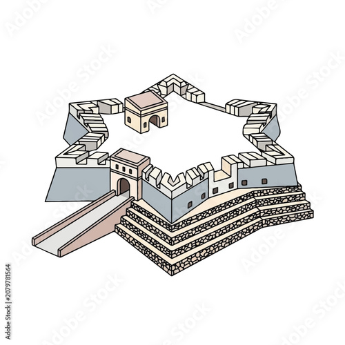 Tableau sur toile Ancient Fortress Architecture Stone Structure.