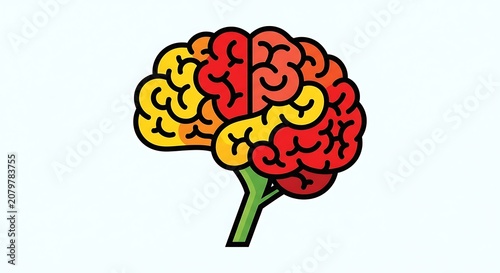 Colorful human brain illustration with neural connections.