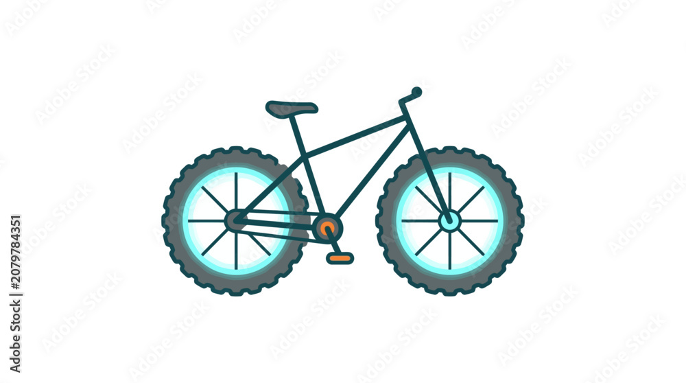 Fototapeta premium A stylized flat vector illustration of a mountain bike with thick tires.
