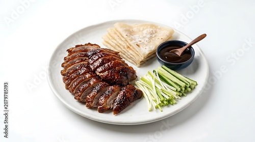 Delicious beef sandwich with fresh greens on white plate.