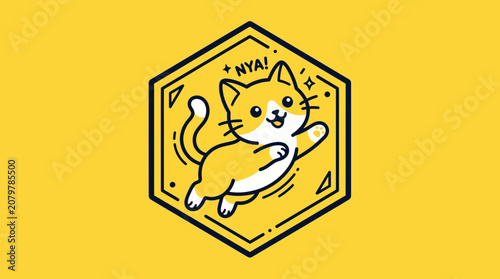 Εκτύπωση καμβά Cute Orange Tabby Cat Character Nya! - Kawaii Cartoon Style