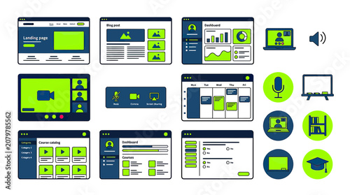 Foto Online Education Dashboard UI Elements, Digital Learning Interface Design