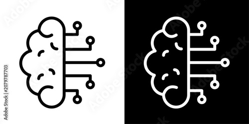 AI neural network icon featuring brain and circuits representing machine learning and intelligent processing.