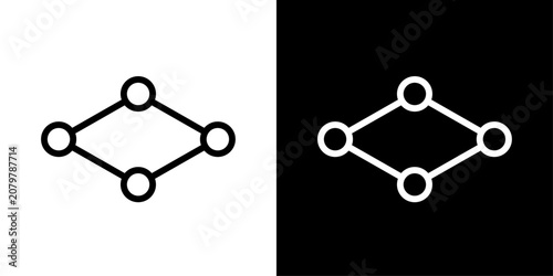 AI network nodes icon featuring connected points representing data connections, networking, and AI systems.