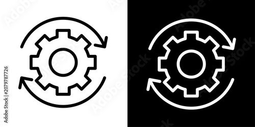 AI process automation icon featuring gear and circular arrows representing workflow automation and optimization.