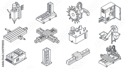 Photos Collection of Industrial Machine Parts and Equipment Illustrations