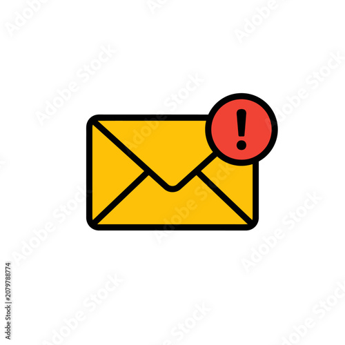 Yellow email envelope icon with red alert notification