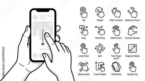 Tableau sur toile Smartphone Gestures and User Interface Icons