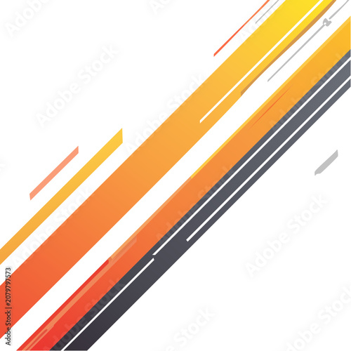 Dynamic orange and yellow speed light streaks vector