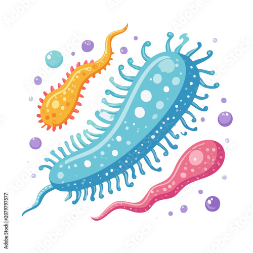 Colorful Microorganisms Vector Illustration