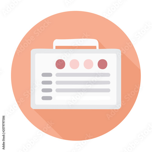 Flat design briefcase icon with documents