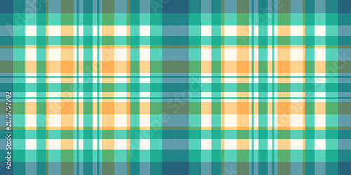 Canvas Print Seamless Geometric Plaid Pattern in Teal and Orange