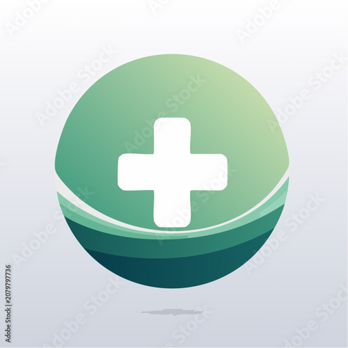 Green medical cross icon on transparent background