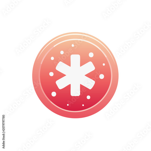 Red asterisk symbol in flat design style